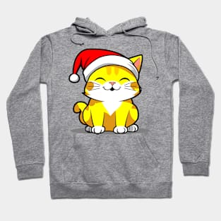 Funny Cat Wears Santa Christmas Hat - Meowy XMas T-Shirt Hoodie